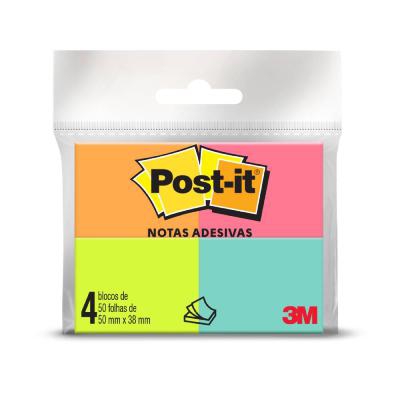 Blocos de Notas Adesivas 3M Post-it com 4 Blocos 50 Folhas Cada